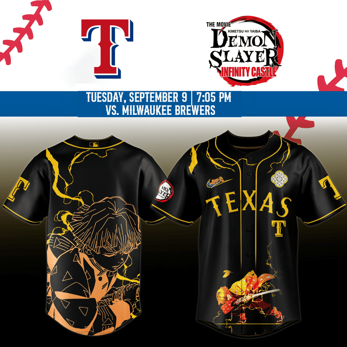 Texas Rangers _ Limited Edition Demon Slayer Jersey 2025