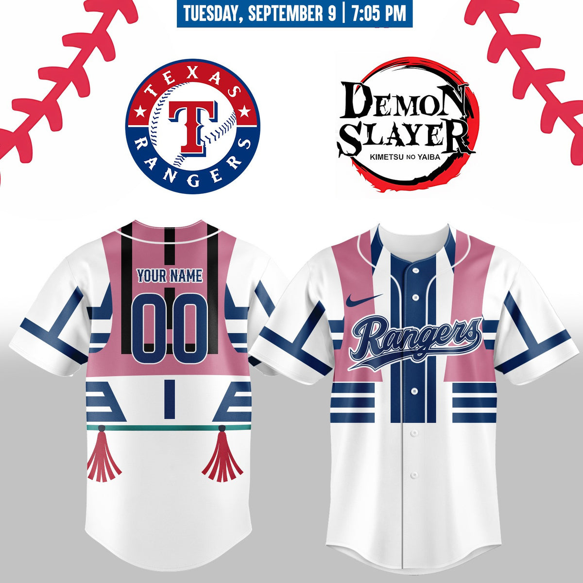 Texas Rangers _ Limited Edition Demon Slayer Jersey 2025 Custom Name & Number