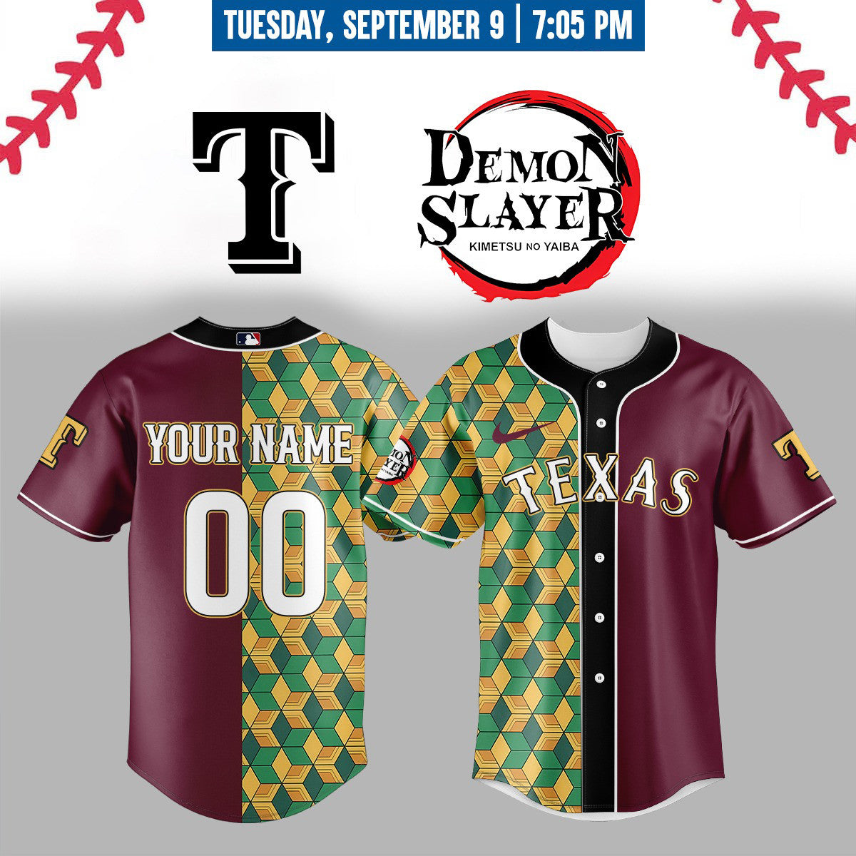 Texas Rangers _ Limited Edition Demon Slayer Jersey 2025 Custom Name & Number