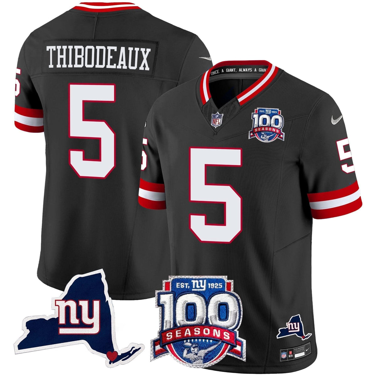 New York Giants 100th Season & State Patch Vapor Limited Jersey - All Stitched