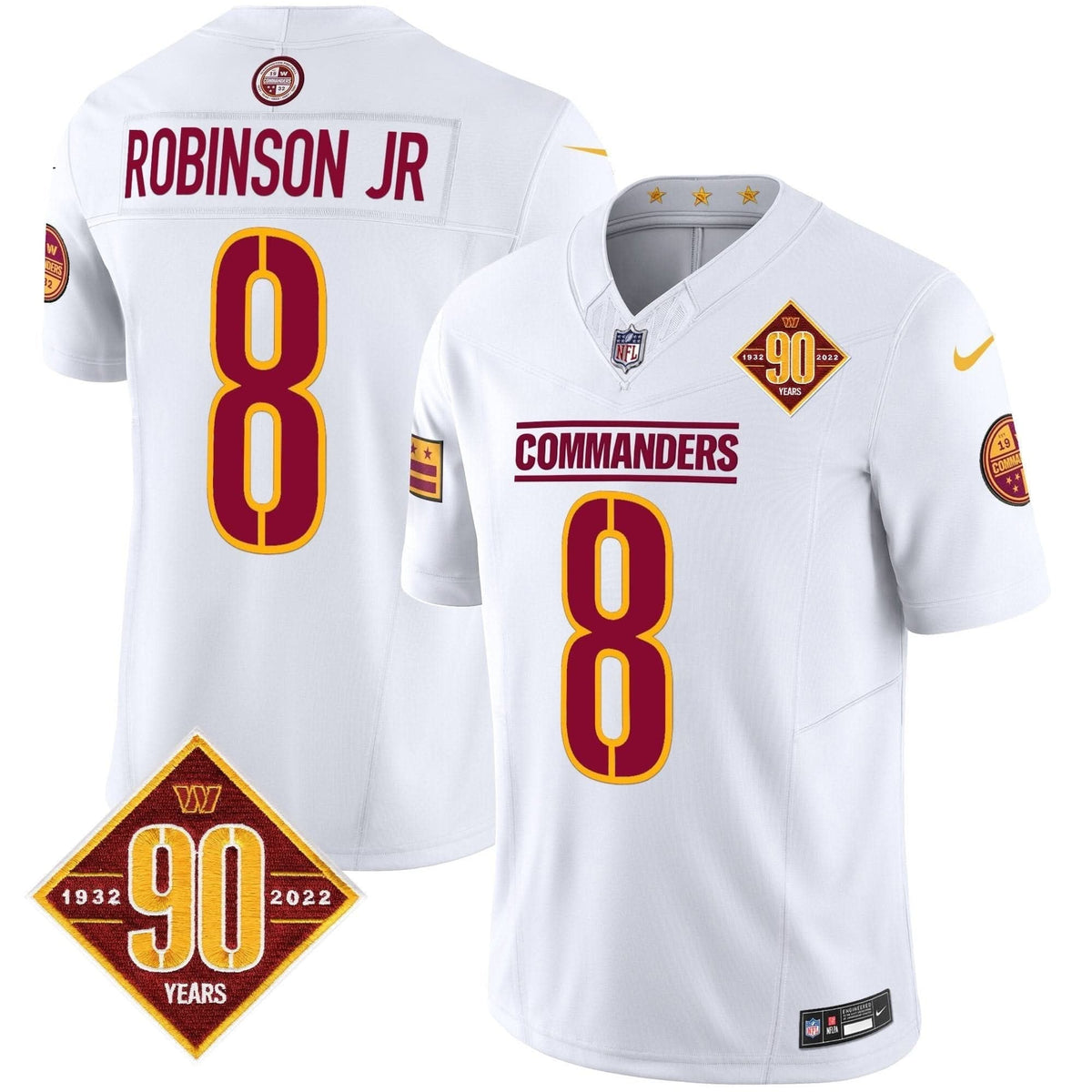 Washington Commanders 90th Anniversary Patch Vapor Limited Jersey - All Stitched