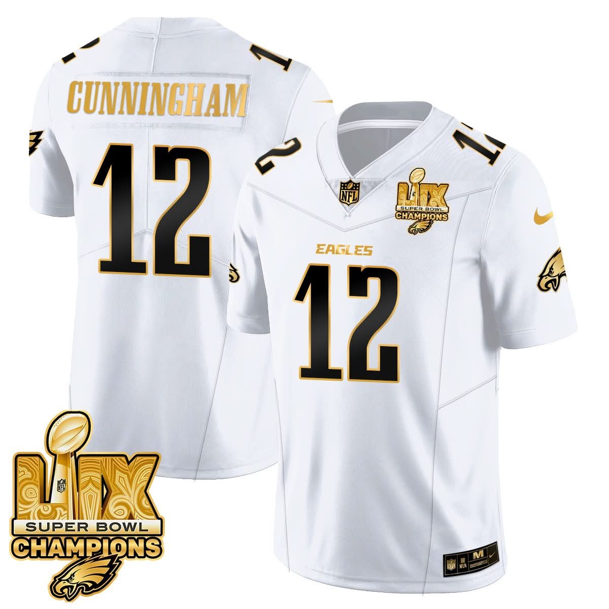 Philadelphia Eagles Super Bowl LIX Champions Gold Vapor Limited Jersey - All Stitched