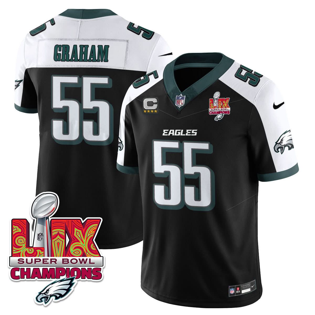 Philadelphia Eagles Super Bowl LIX Champions Gold Vapor Limited Jersey - All Stitched
