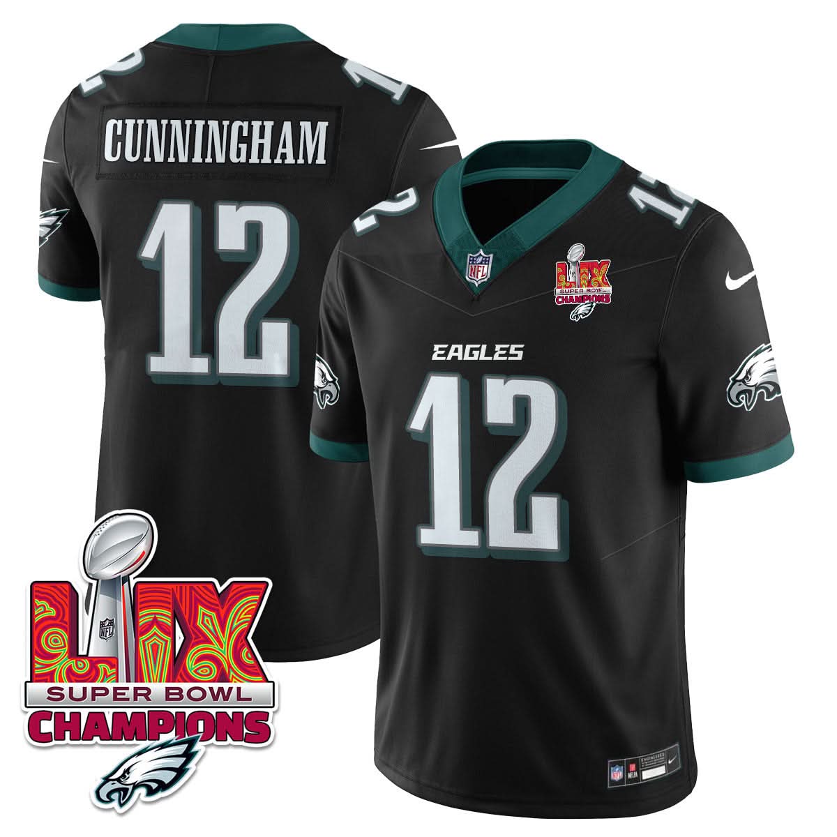 Philadelphia Eagles Super Bowl LIX Champions Gold Vapor Limited Jersey - All Stitched