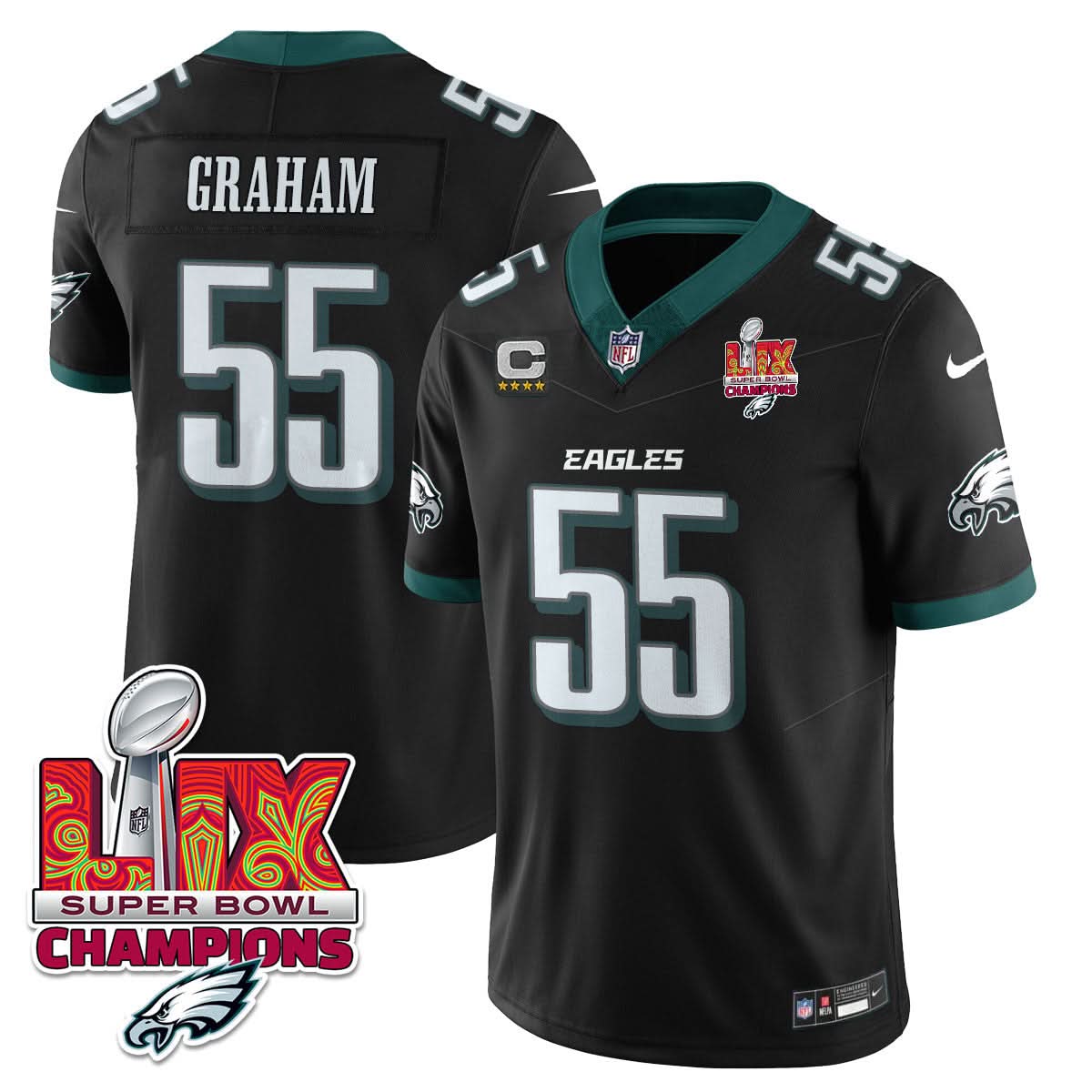 Philadelphia Eagles Super Bowl LIX Champions Gold Vapor Limited Jersey - All Stitched