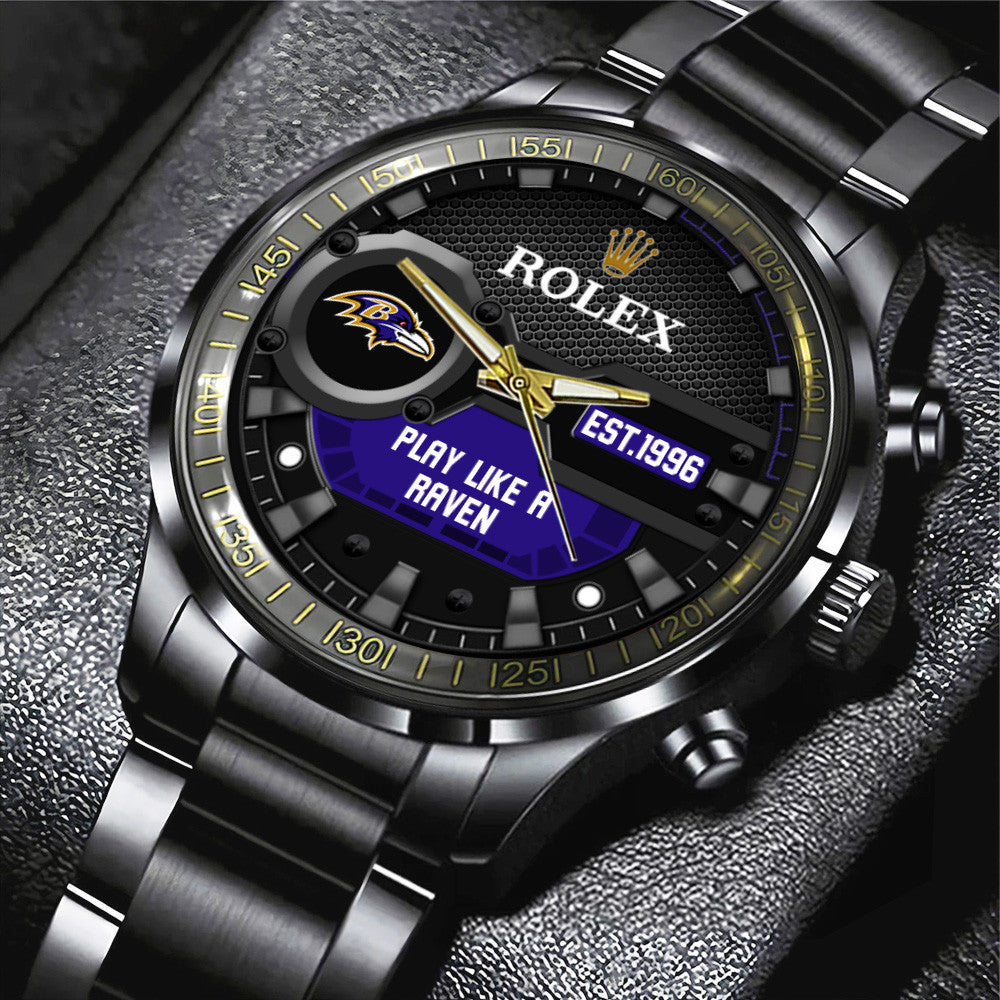 Baltimore Ravens x Rolex Black Stainless Steel Watch