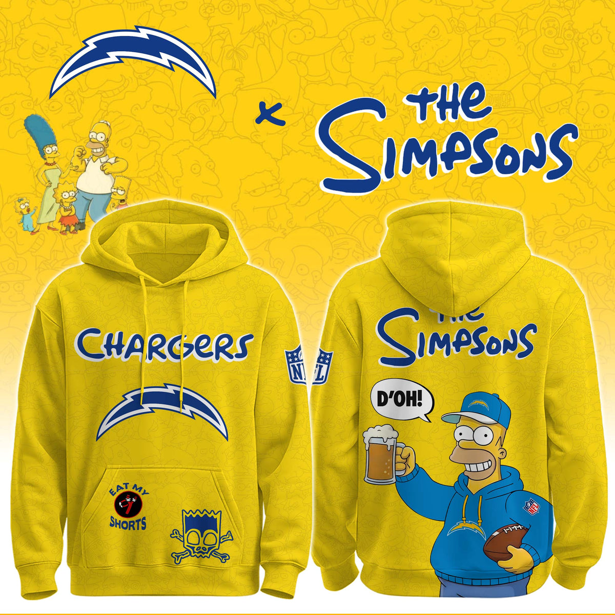 Chargers x The Simpsons Crossover Hoodie