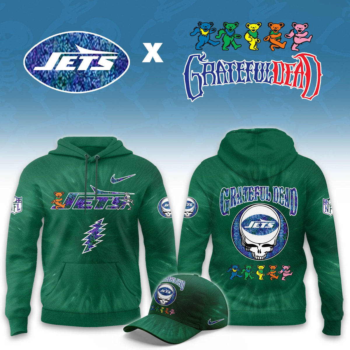 __New York Jets Grateful Dead Limited Hoodie