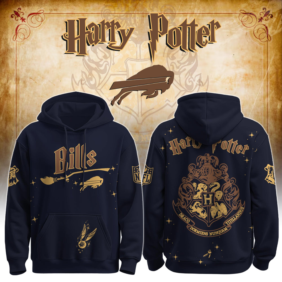Unisex BUF Bills x Hogwarts Enchanted Crossover Hoodie