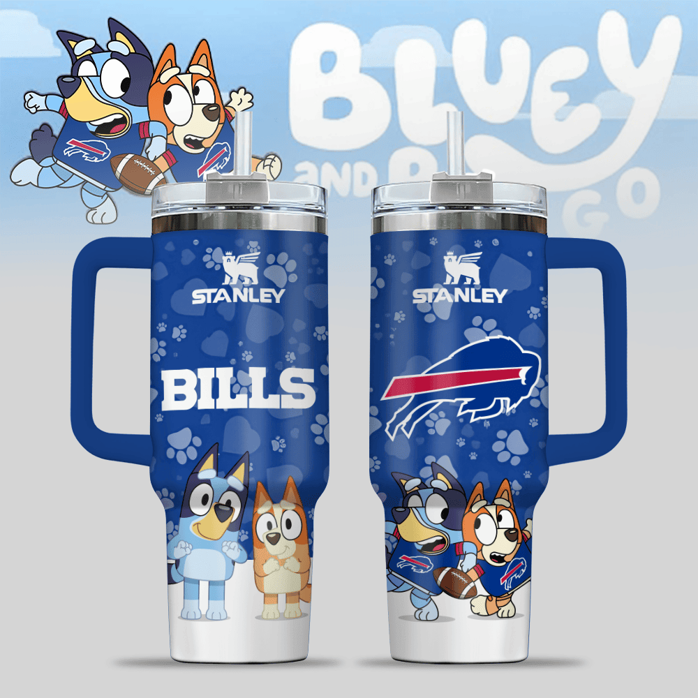 Buffalo Bills NFL x Bluey Custom Stanley Cup 40 oz 30 oz Tumbler With Handle