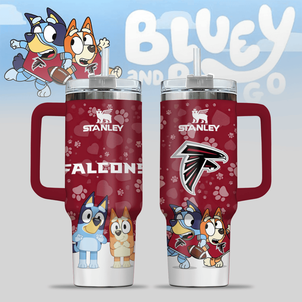 Atlanta Falcons NFL x Bluey Custom Stanley Cup 40 oz 30 oz Tumbler With Handle